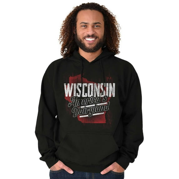 Wisconsin America Dairyland Map Shape Unisex Plus Fleece Graphic Hoodie Brisco Brands 5X