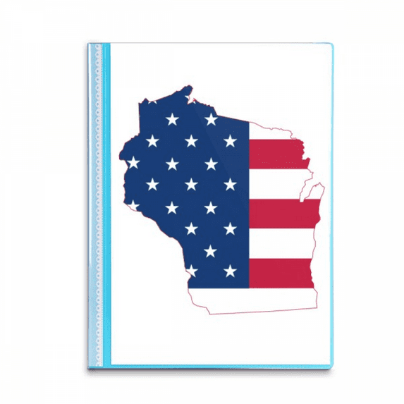 Wisconsin America Map Stars Stripes Flag Shape Book Sheet Protectors Portfolio Binder Folder