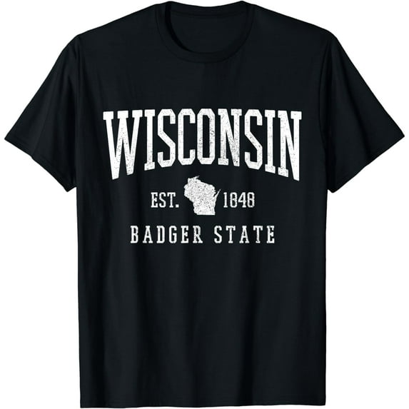Wisconsin Badger State Est. 1848 State Map Souvenir Gift T-Shirt
