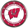 thumbnail image 1 of NCAA Wisconsin Badgers Chrome Clock, 12" x 12", 1 of 2