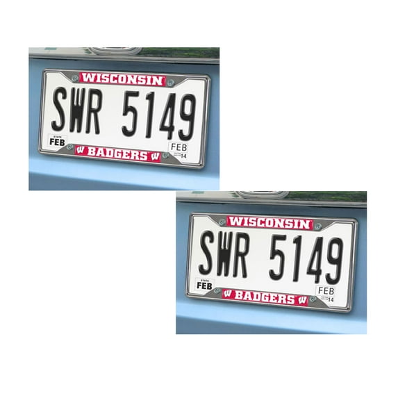 Wisconsin Badgers 2 Chrome Metal License Plate Frames