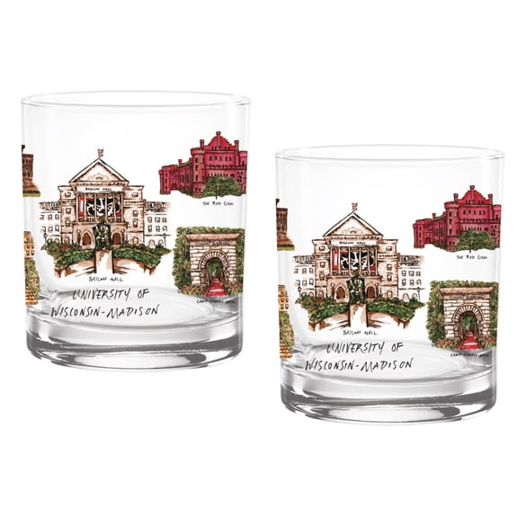 Wisconsin Badgers 16oz. Laura Wilcox University Hall Two-Piece Rocks Glass Set