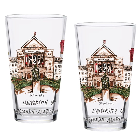 Wisconsin Badgers 2-Pack 16oz.-Laura Wilcox University Pint Set