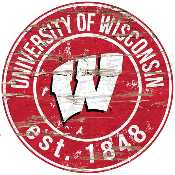 Wisconsin Badgers 23.5" Distressed Round Sign