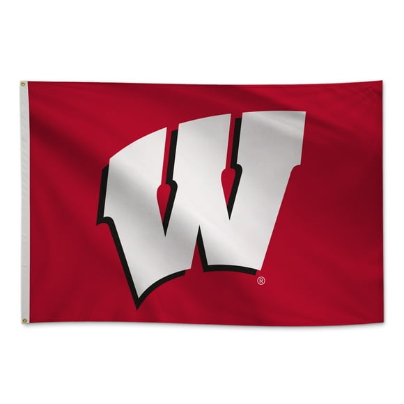 Wisconsin Badgers 4' x 6' College Sports Printed Flag - NCAA Licensed - Super Polyester Knit - School Banner (Red, White)