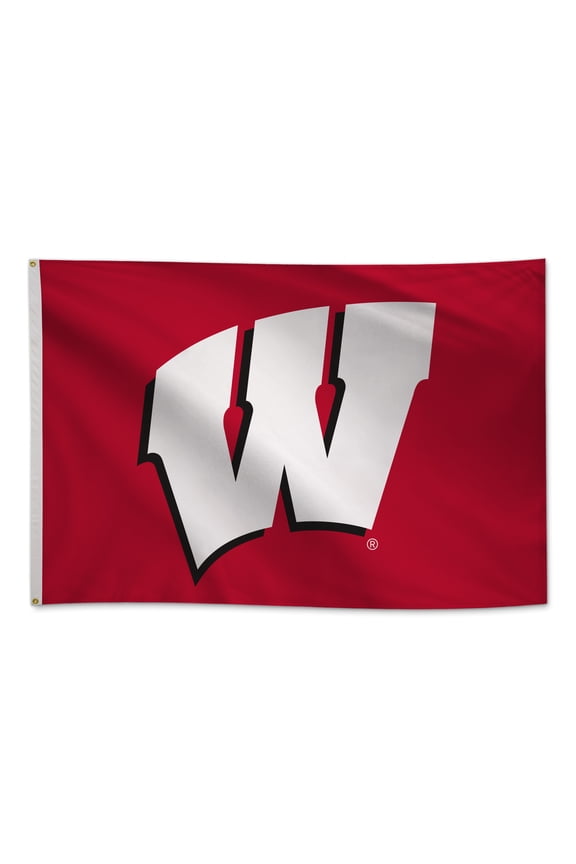 Wisconsin Badgers 4' x 6' College Sports Printed Flag - NCAA Licensed - Super Polyester Knit - School Banner (Red, White)