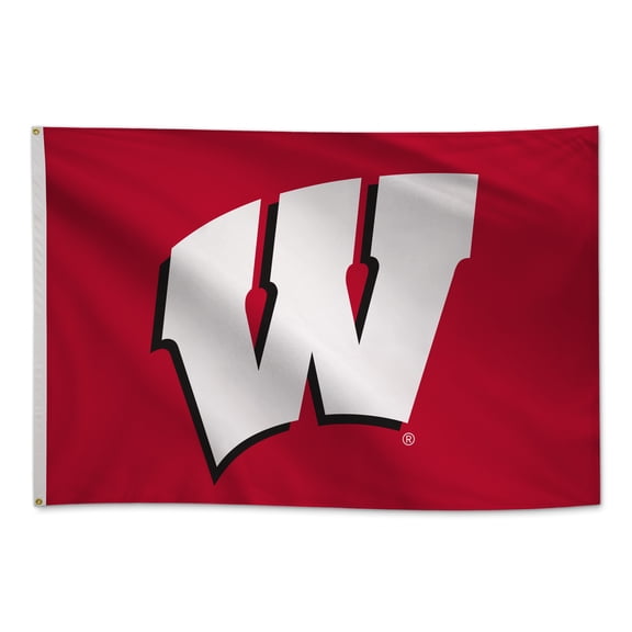 Wisconsin Badgers 4' x 6' College Sports Printed Flag - NCAA Licensed - Super Polyester Knit - School Banner (Red, White)