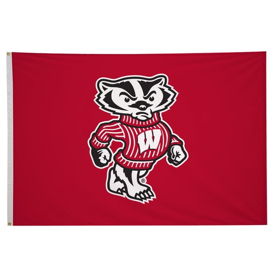 Wisconsin Badgers 4' x 6' College Sports Printed Flag - NCAA Licensed - Nylon - School Banner (Red, White, Black)