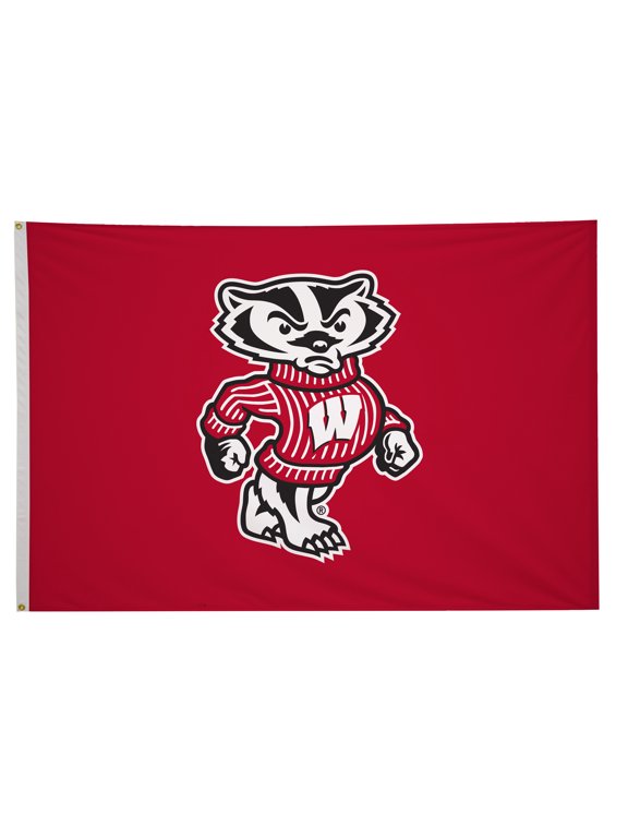 Wisconsin Badgers 4' x 6' College Sports Printed Flag - NCAA Licensed - Nylon - School Banner (Red, White, Black)