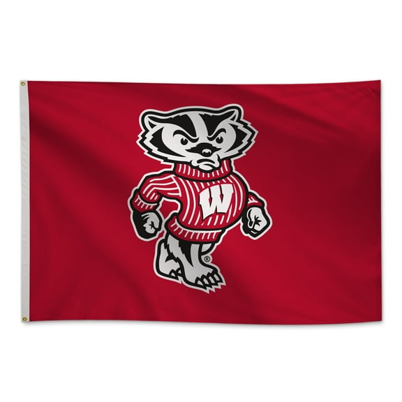 Wisconsin Badgers 4' x 6' College Sports Printed Flag - NCAA Licensed - Nylon - School Banner (Red, White, Black)