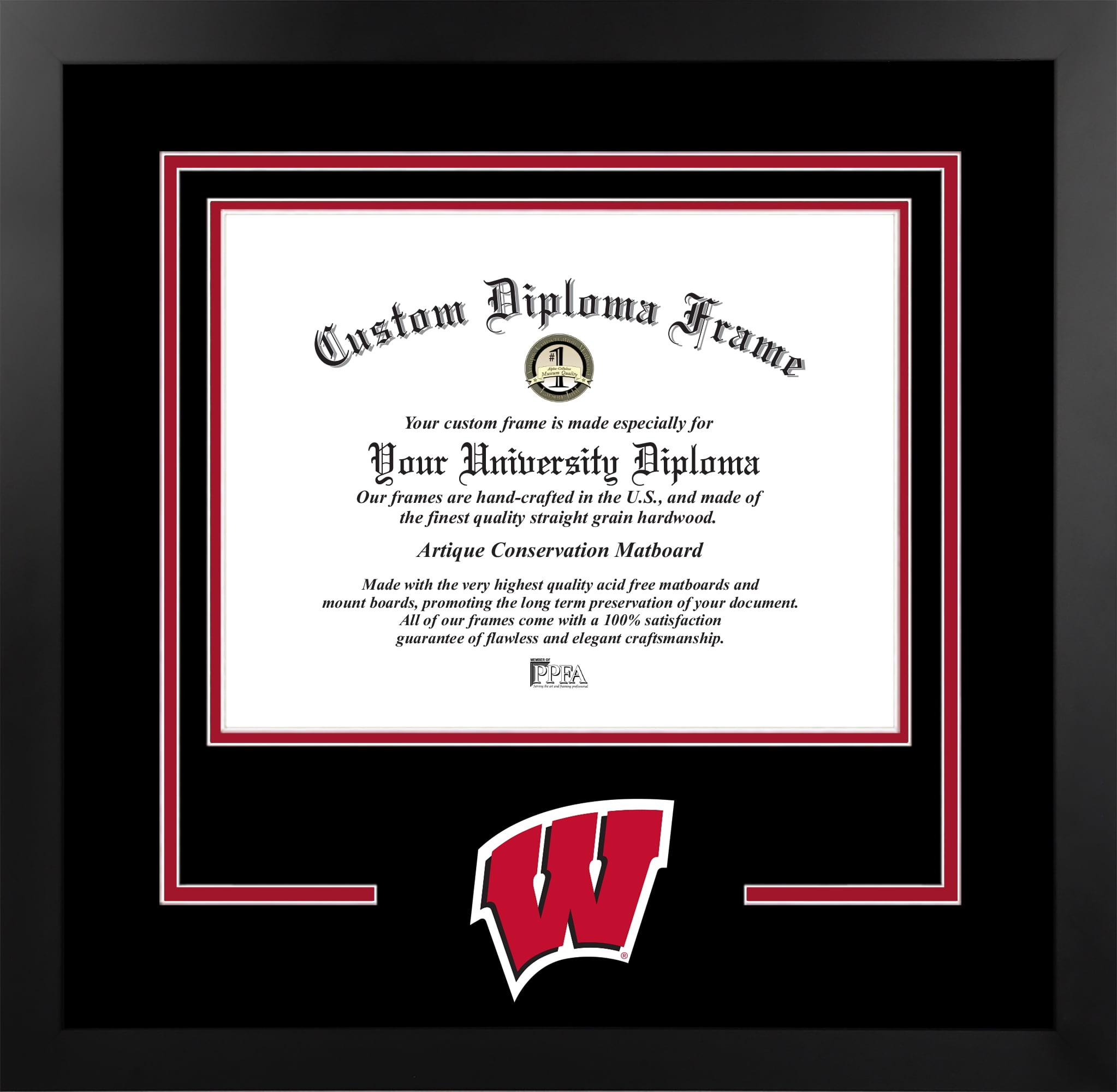 Wisconsin Badgers 8w x 6h Spirit Diploma Nova Black Frame with Bonus Campus Images Lithograph (value savings $59)