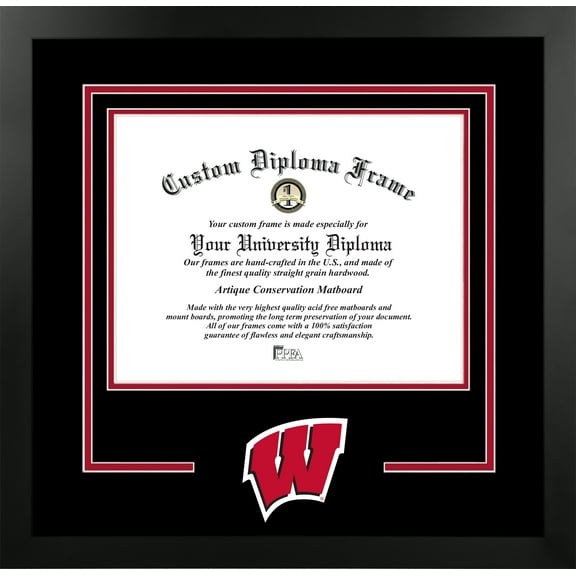 Wisconsin Badgers 8w x 6h Spirit Diploma Manhattan Black Frame with Bonus Campus Images Lithograph (value savings $59)