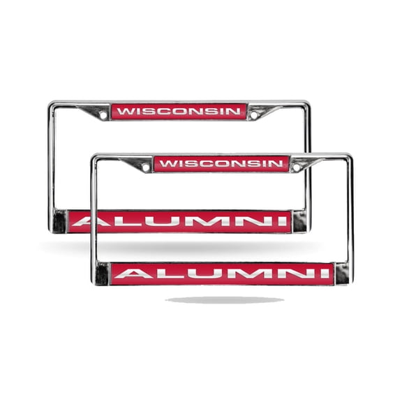 Wisconsin Badgers Alumni Chrome Metal Laser Cut License Plate Frame - Set of Two