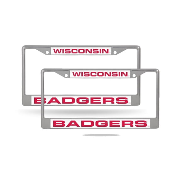 Wisconsin Badgers Chrome Metal Laser Cut License Plate Frame - Set of 2 Frames