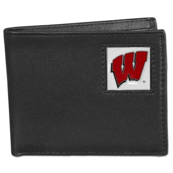 Wisconsin Badgers Leather Bi-fold Wallet Packaged in Gift Box (F)