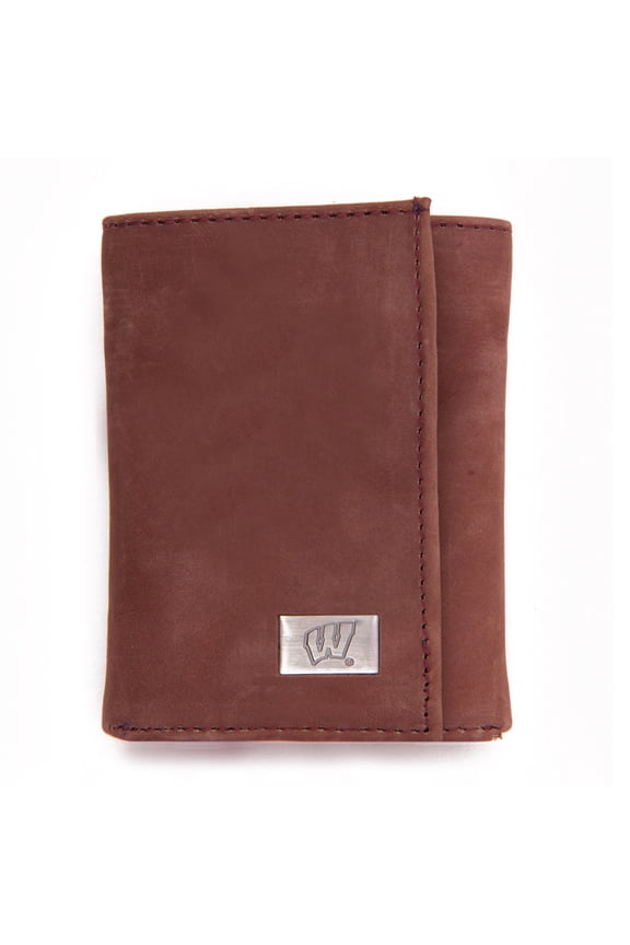 Wisconsin Badgers Leather Trifold Wallet with Concho