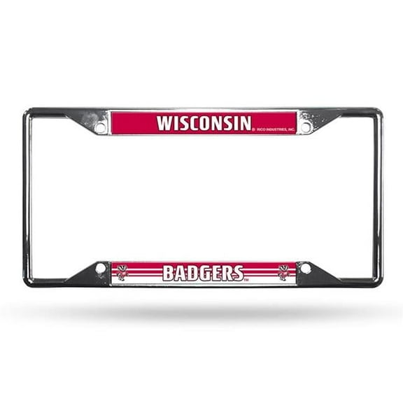 Wisconsin Badgers License Plate Frame Chrome EZ View