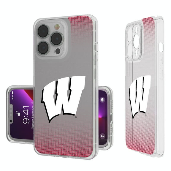Wisconsin Badgers Linen Logo iPhone Clear Case