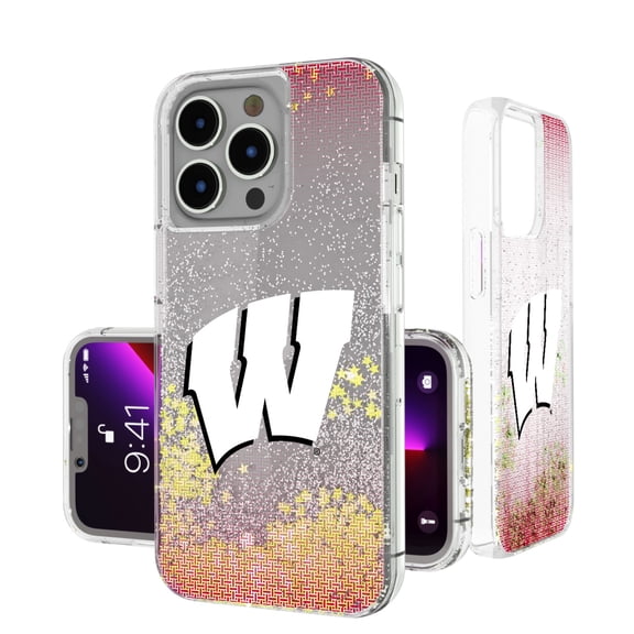 Wisconsin Badgers Linen Logo iPhone Glitter Case