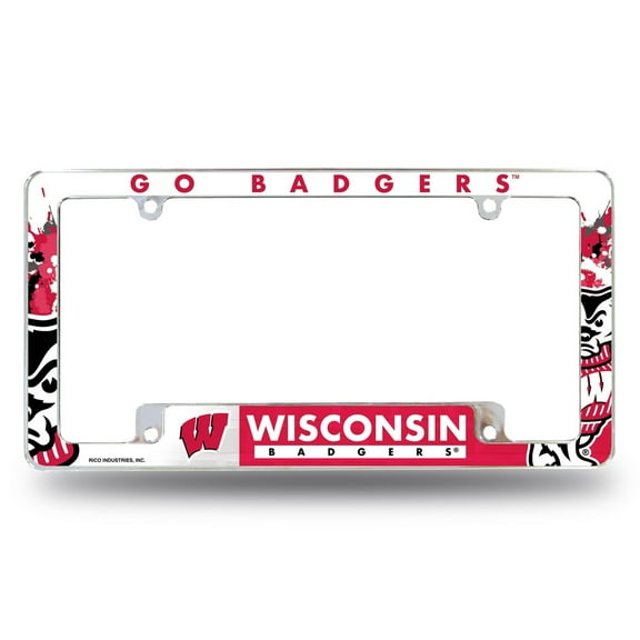 Wisconsin Badgers NCAA Chrome Metal License Plate Frame with Bold Full Frame Design