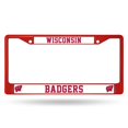 thumbnail image 1 of Wisconsin Badgers Red Painted Chrome Metal License Plate Frame, 1 of 2