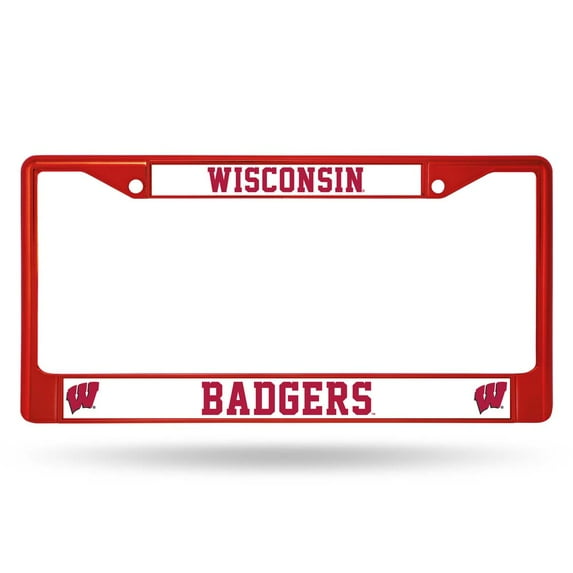 Wisconsin Badgers Red Painted Chrome Metal License Plate Frame