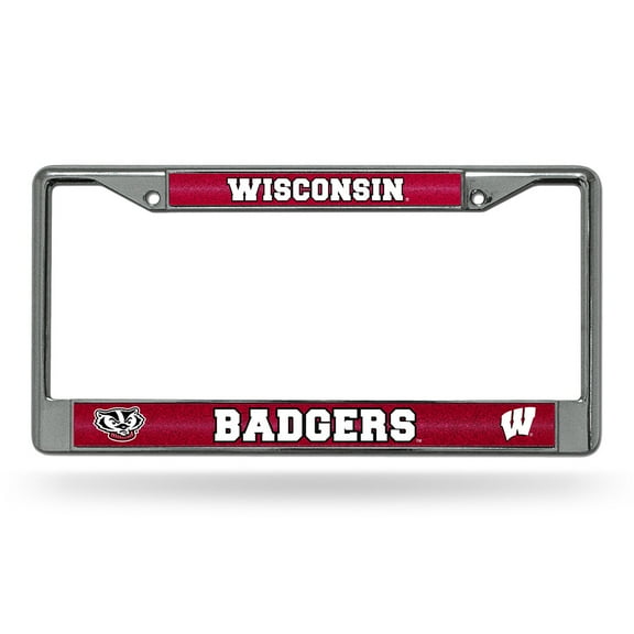 Wisconsin Badgers Glitter Chrome License Plate Frame