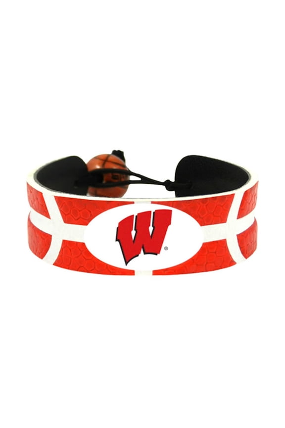 Wisconsin Badgers Team Color NCAA Gamewear Leather Basketball Bracelet