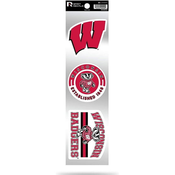 Wisconsin Badgers Triple Retro Throwback Spirit Decals Flat Vinyl Auto Home Sticker Sheet University of