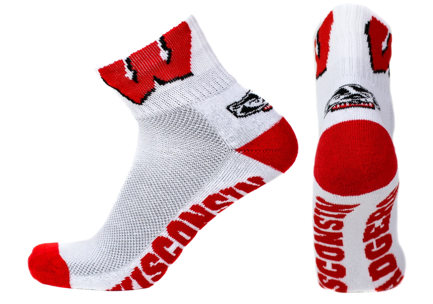 Wisconsin Badgers White Quarter Sock - Donegal Bay - Unisex - One Size - Quarter
