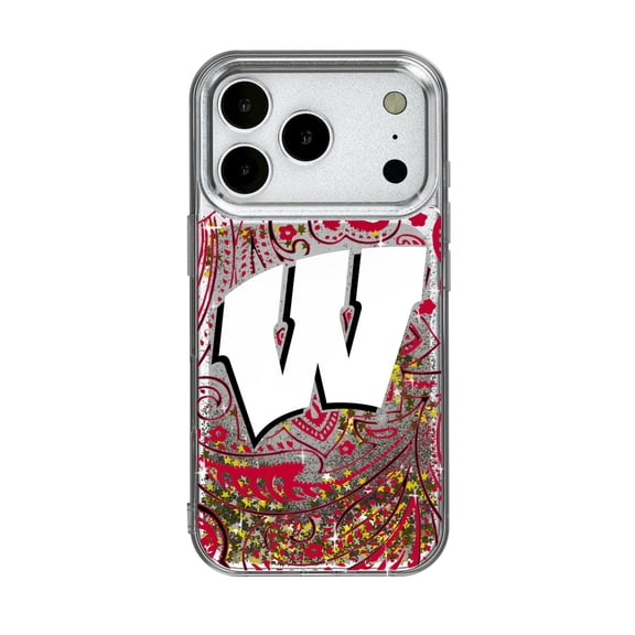 Wisconsin Badgers iPhone Glitter Paisley Design Case