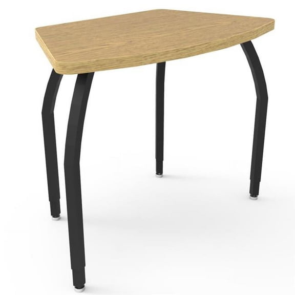Wisconsin Bench ELO6500-EJASS-32-32 Elo Echo Desk, Bannister Oak Laminate & Banding with 4 Junior Adjustable Smooth Silver Legs - 21-26 x 36 x 20 in.
