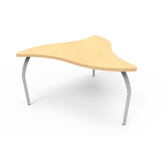 Wisconsin Bench ELO6806-ADJSS-94-94 Elo Manta Table, Fusion Maple Laminate & Banding with 3 Adjustable Smooth Silver Legs - 26-31 x 52 x 48 in.