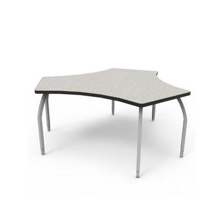 Wisconsin Bench ELO7805-ADJSS-32 Elo Tide Table with Bannister Oak Laminate & 4 Adjustable Smooth Silver Legs - 26-31 x 54 x 30 in.