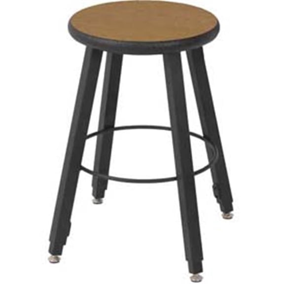 Wisconsin Bench  Fixed Four-Legged Square Tube Fully Welded Stool - Bannister Oak Laminate - 18 in.