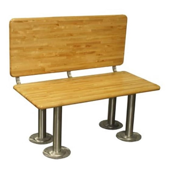 Wisconsin Bench Manufacturer LBSADA2042SS 20 in. x 42 in. ADA Locker Bench Seat Kits With 18 in. Backrest, Stainless Steel 16.25 in. H Pedestals