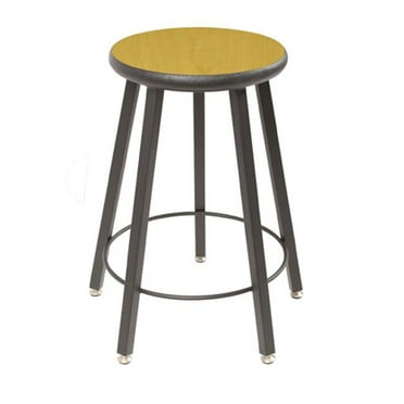 Wisconsin Bench  STL7186-AL-94 24 in. Fixed Five-Legged Square Tube Fully Welded Stool  Fusion Maple Laminate - Lotz Armor Edge Seat