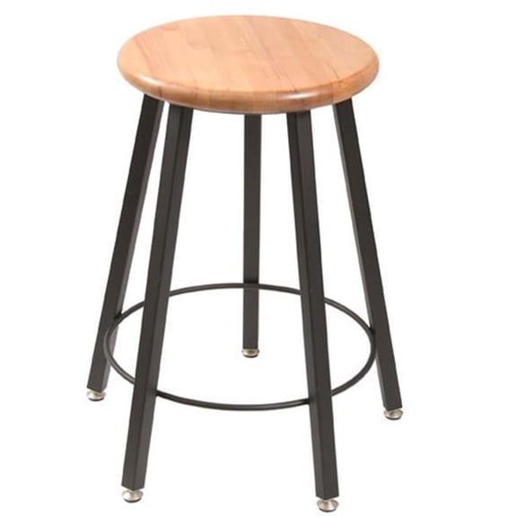 Wisconsin Bench STL9186-AL 24 in. Fixed Five-Legged Square Tube Fully Welded Stool Hardwood Seat