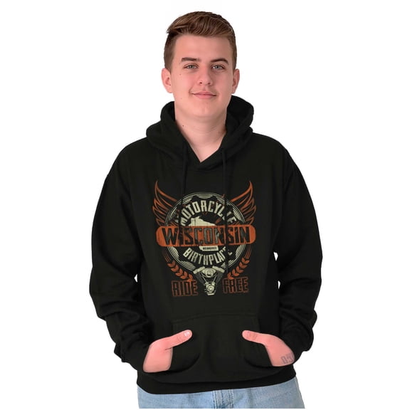 Wisconsin Biker Chopper Motorcycle Hoodie Sweatshirt Women Men Brisco Brands L