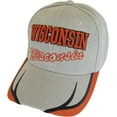 thumbnail image 1 of Wisconsin Block and Script Lettering Baseball Cap with Embroidered Bill (Gray/Red), 1 of 2