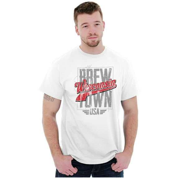 Wisconsin Brew Town USA Beer Lovers Plus Size Crewneck Graphic Tee Shirt Brisco Brands 2X