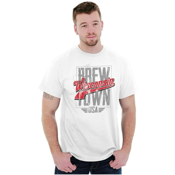 Wisconsin Brew Town USA Beer Lovers Plus Size Crewneck Graphic Tee Shirt Brisco Brands 2X