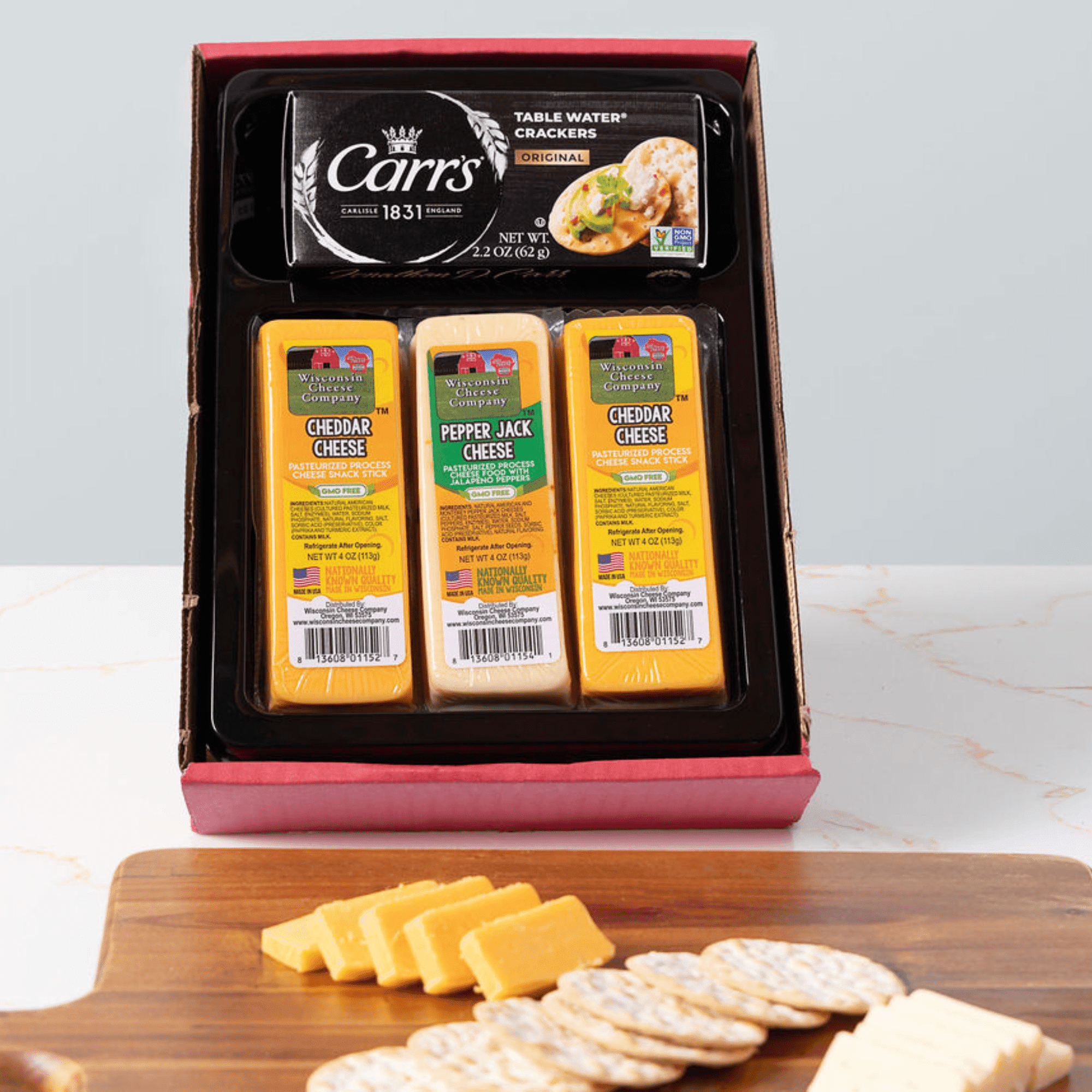 WISCONSIN CHEESE COMPANY Wisconsin Cheese & Crackers Gift Box | Great for Gifts & Charcuterie Boards | Low Carb, High Protein, Keto-Friendly | Perfect Father's Day Gift