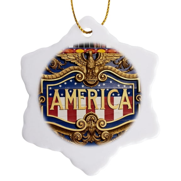 3drose, Wisconsin, Circus Wagons at Great Circus Parade - Us50 Mde0034 - Michael Defreitas, 3 inch Snowflake Porcelain Ornament