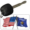 thumbnail image 1 of Wisconsin Crossed US Flag Novelty Metal Key Chain KC-11509 3" x 1.5" Key Chain (KC), 1 of 1