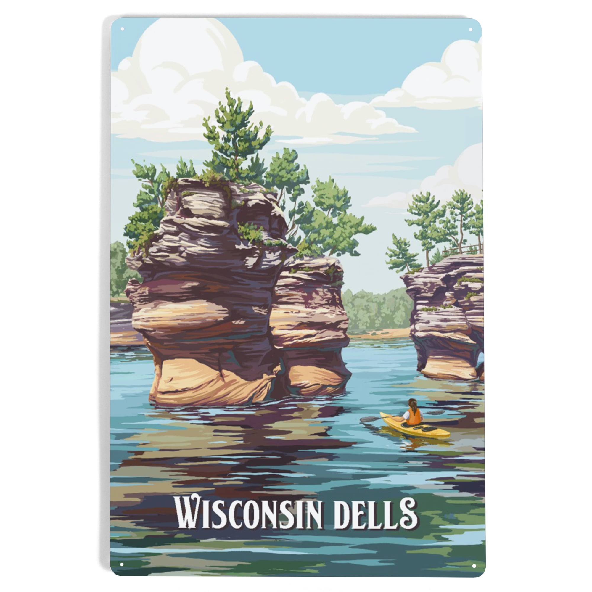 Wisconsin Dells, Haystack Rock, Painterly (12x18 Aluminum Art, Indoor