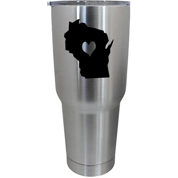 Wisconsin Heart States Etched 30oz Stainless Steel Tumbler