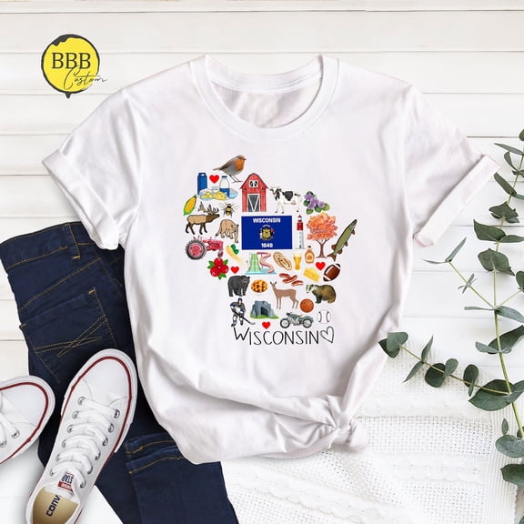 Wisconsin Home State Shirt: Usa Map Souvenir Tee SWEATSHIRT All Size S-5XL