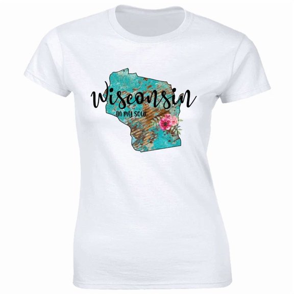 Wisconsin In My Soul State Map With Flowers Women Gift Phrase Suited To Casual Events And Everyday Wear Shirt, Size S-5XL