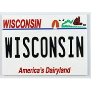 Wisconsin License Plate Fridge collectors Souvenir Magnet 2.5 x 3.5